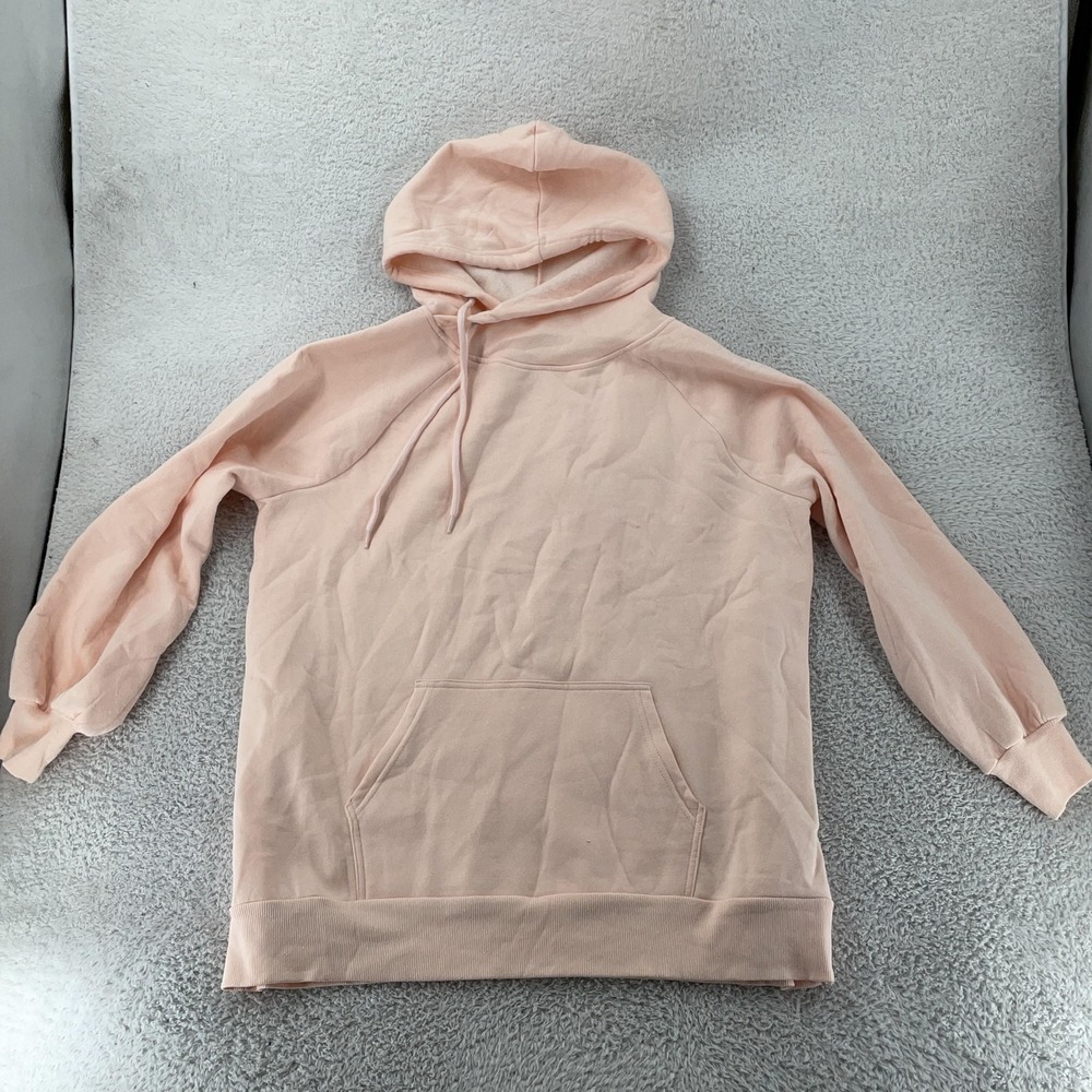 Zenana Hoodie Womens 1X Pink Soft Fleece Lined Pullover Raglan‎ Sweatshirt